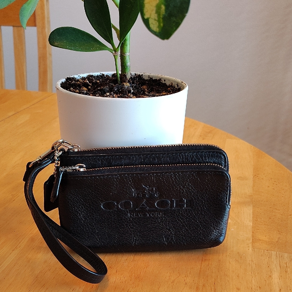 Coach Black Leather Wristlet